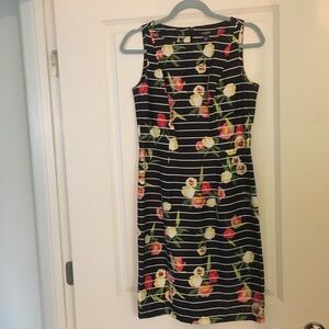 Chaps Navy Floral Striped Dress